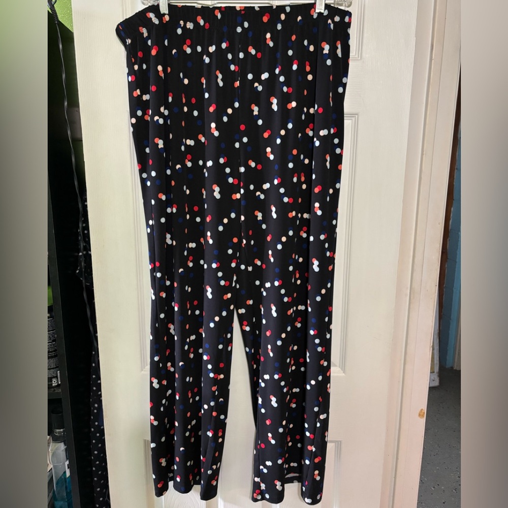 Avenue Black Knit Pants with Colorful Polka Dots